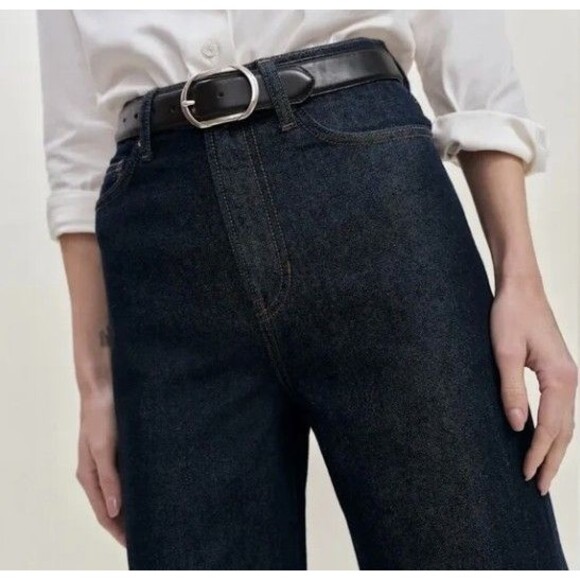 Reformation Cary High rise Slouchy straight Leg Jeans Dark Blue Quarry Size 31 - Picture 5 of 8